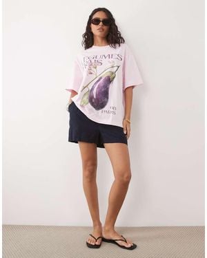 ASOS Oversized T-shirt With Vintage Aubergine Graphic - Pink