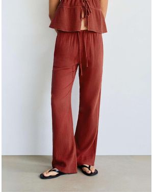 Pull&Bear – strukturierte, fließende hose - Rot