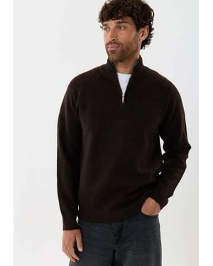 Threadbare Raglan Rib Quarter Zip Knitted Jumper - Black