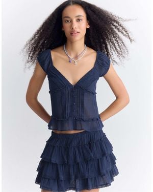 Stradivarius – gerüschter skort - Blau