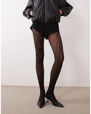 ASOS Collants transparents à imprimé zébré s - Noir