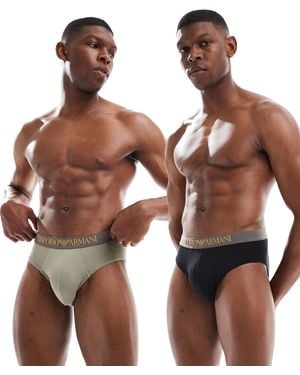 Emporio Armani – bodywear – 2er-pack unterhosen aus weichem bambusmaterial - Braun