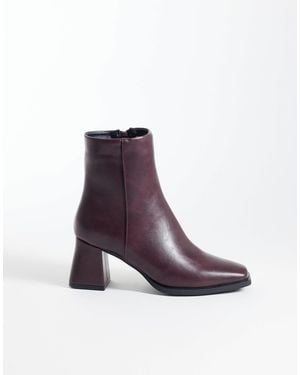 SEQWL Wide Fit Fisher Block Heeled Mid Ankle Boots - Purple