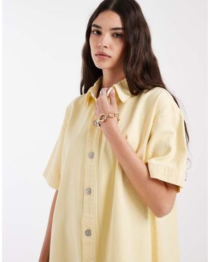 Pieces Denim Mini Shirt Dress - Natural