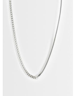 ASOS Half And Half Snake Curb Chain T-bar Necklace - White