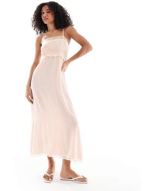 Miss Selfridge Lace Insert Cami Maxi Dress - Pink