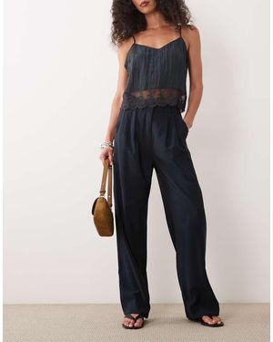 Abercrombie & Fitch Wide Leg Tailored Trousers - Blue