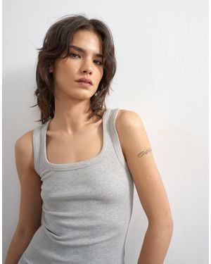 TOPSHOP Rib Scoop Neck Vest - Gray