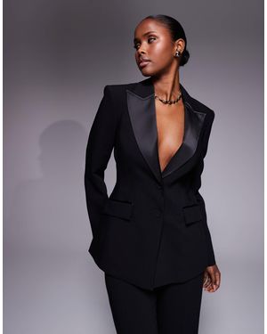 River Island Contrast Collar Blazer - Black