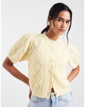 Levi's – kurzärmlige pointelle-strickjacke - Natur