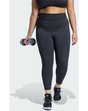 adidas Originals Optime Workout 3-Stripes 7/8 Leggings (Plus Size) - Blue