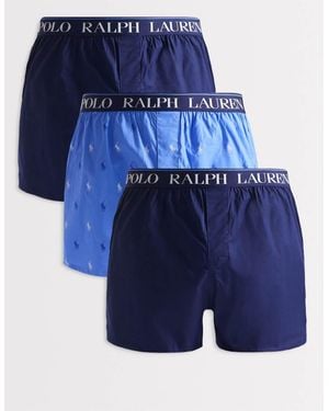 Polo Ralph Lauren 3 Pack Woven Boxer Shorts - Blue