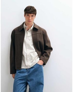 ASOS Giacca Effetto Lana Con Zip - Blu