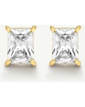 D.Louise Waterproof Bold Emerald Solitaire Earrings 2.5 Ct – Tarnish-Free - Metallic