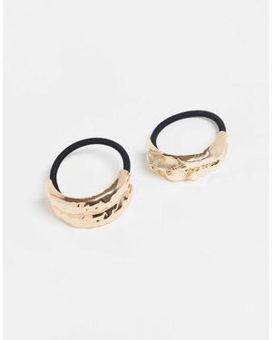 ONLY 2-pack Metal Textured Cuff Hair Tie - White