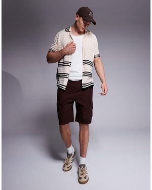 South Beach Crochet Short Sleeve Beach Shirt - Multicolor