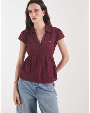 Hollister Babydoll Overhemd Met Korte Mouwen - Paars