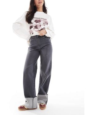 Pieces Straight Leg Fold Up Jeans - Blue