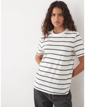 ARKET T-shirt mit doppelten marineblauen streifen - Grau