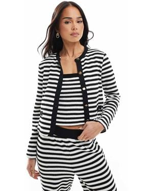 New Look Co-ord Knitted Stripe Cardigan - Natural