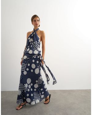 TOPSHOP Maxikleid mit neckholder, tiefer taille und bindedetail - Blau