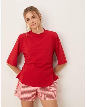 ASOS Cinched Tee With Shoulder Pads - Red