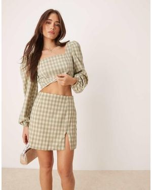 Glamorous Front Side Split Mini Skirt - Natural
