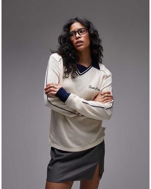 House Of Sunny Keepers Open Knit Rugby Top - Grey