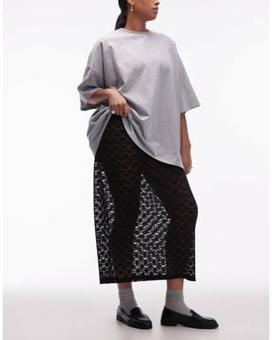 ASOS Asos Design Curve Lace Sheer Column Maxi Skirt - White