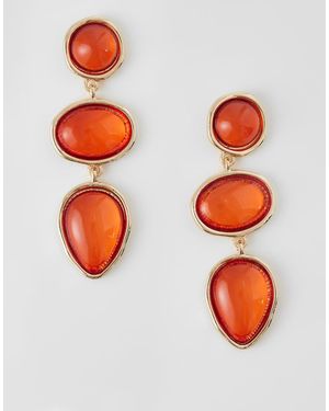 Accessorize Pendientes Naranjas Con Diseño Colgante De Tres Piedras De