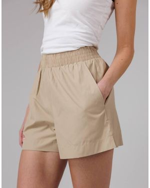 French Connection Cotton Elasticated Waist Shorts - Natural