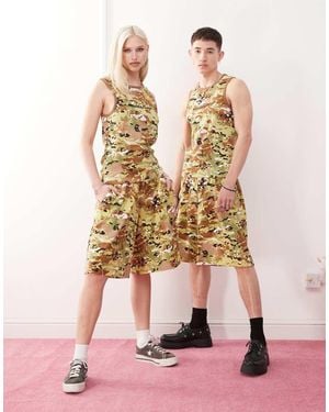 Reclaimed Vintage Unisex Waffle Jersey Festival Jort Co-ord - Pink