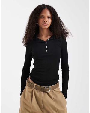 ASOS Super Sheer Henley Top - Black