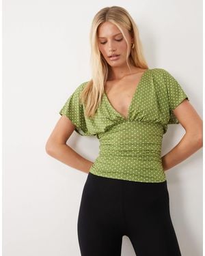 Miss Selfridge V-neck Top - Green