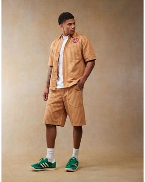 Wrangler Casey Jones Workwear Porkchop Stripe Twill Shorts - Natural