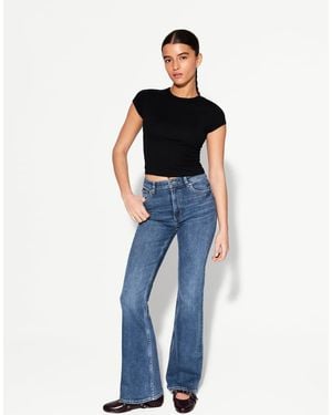 Bershka Jeans A Zampa Medio - Blu