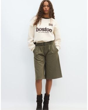 Stradivarius Sweatshirt Met Contrasterende Kraag - Groen