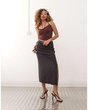 Noisy May Ruched Detail Maxi Skirt - Natural