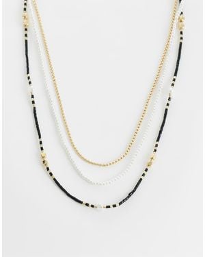 ASOS 3 Pack Seedbead Chain And Pearl Necklace - White