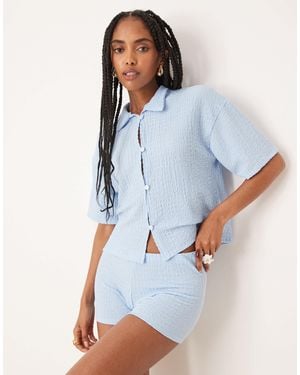 ASOS Textured Broderie Lace Co-ord Micro Short - Blue