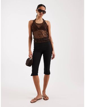 JJXX Crochet Halter Top With Sequins - Natural