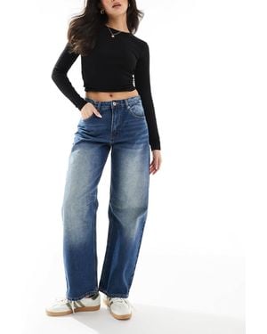 Pull&Bear baggy Jeans With Dart Detail - Blue