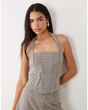 ASOS Mix & Match Brushed Halterneck Corset Top - Grey