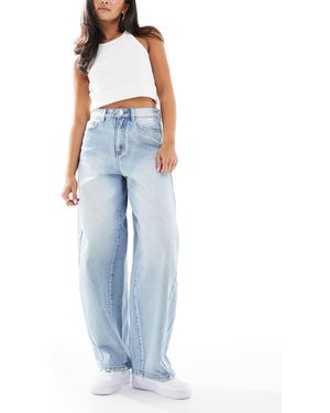 Object – premium – jeans mit extremer barrel-passform und denim-waschung - Blau