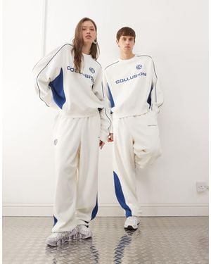 Collusion Wide Leg Sweatpants Co-Ord - White