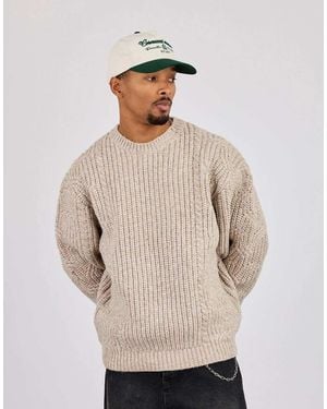 CERNUCCI Cable Knit Embroidered Sweatshirt - Natural