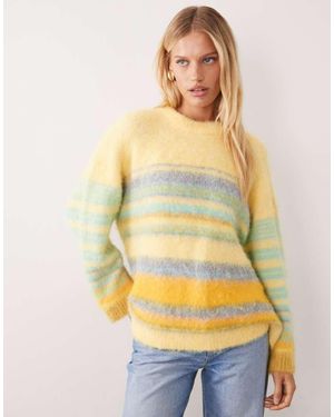 ASOS Jersey Oversize De Rayas Cepillado En - Amarillo