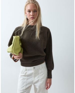 ASOS Ruched Hem Batwing Sweater - Brown