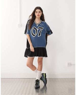 The Ragged Priest Oversized T-shirt Dress - Blue