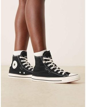 Converse Chuck Taylor All Star Hi Valentines Trainers With Heart Detail - Black